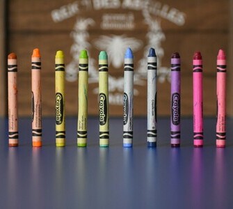 A line of crayons