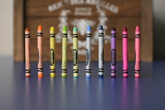A line of crayons